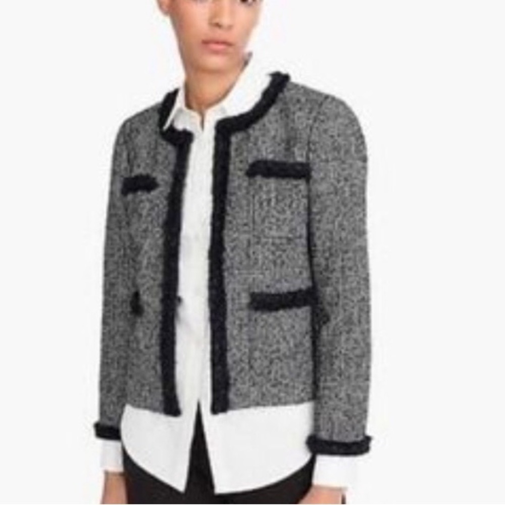 J. Crew metallic trim glen plaid lady jacket